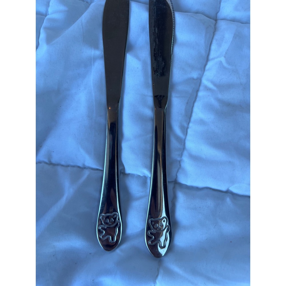 Cottagecore Kids Unbranded Teddy Bear Knife Set 2pc Silver